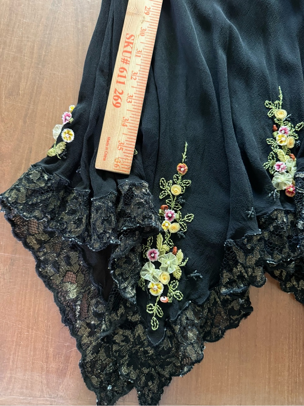 Sue Wong Vintage Silk Fairy Dress Floral Embroidered Beaded Small tagged 10P - Picture 11 of 14